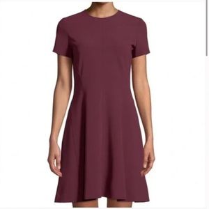 THEORY - Modern Seamed Shift A-Line Admiral Crepe / Burgundy / Maroon